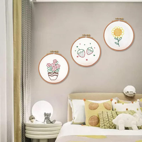 Beginner DIY Hand Embroidery kit for Home Decoration Hanging Pictures Large Pine Cones...