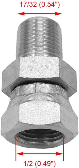 (2-PACK) 1404-04-04 Hydraulic Hose Adapter Fitting 1/4" Male (1/4-18 NPTF) × 1/4" Female Swivel (1/4-18 NPSM) SAE Straight Pipe Joints Connector C...