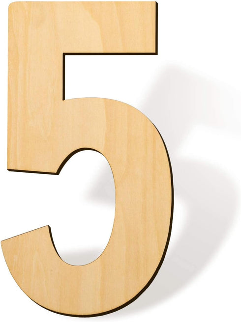 Savita 12 Inch Blank Wooden Number 5 Unfinished Wood Slices Sign Board for DIY Craft Projects Home Sign Wall Birthday Wedding Party Decoration (5)...