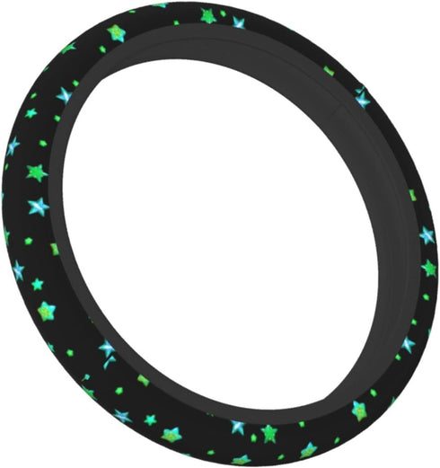 Green Star Steering Wheel Cover Car Accessories for Women Men Auto Non Slip Wheel Covers Protector Universal 15 Inch...