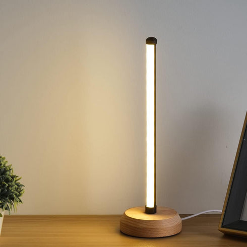 Modern Led Wood Table Lamp, 3-Color Temperature Bedside Lamp,Bedroom Bedside Night Light, Dimmable Led Lighting, Creative Home Decor, Unique House...