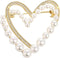 Classic Crystal Pearl Heart Brooch Pin Trendy Clothing Dress T-shirt Heart Scarf Brooch Double Heart Scarf Brooch Pin for Women Wedding Brooch...