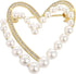 Classic Crystal Pearl Heart Brooch Pin Trendy Clothing Dress T-shirt Heart Scarf Brooch Double Heart Scarf Brooch Pin for Women Wedding Brooch...