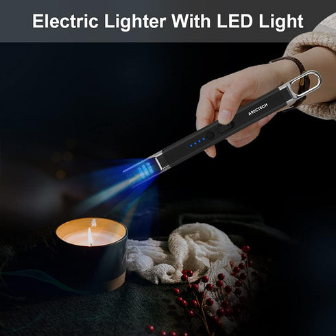 ARECTECH Lighter Electric Lighter Candle Lighter Rechargeable USB Lighter Long Gill Lighter for Candle Cooking Camping BBQs Fireworks Black...