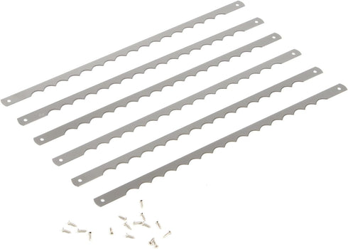 6 Pcs Bread Bow Knife Stainless Steel Replacement Blades, Serrated Bread Blade with Screws Easy to Cutting, Wooden Bread Knife for Cake Homemade B...
