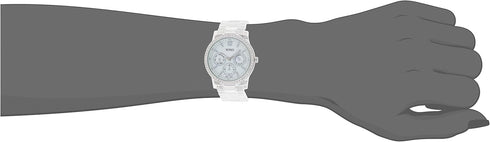 XOXO Women's Fashion Watch with Crystal Bezel Accents and Clear Resin Bracelet, Faux Chronograph Design, Quartz Movement, 38mm Case, Fits Wrists 5...