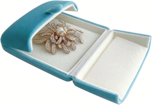 Premium Grade Velvet Aqua Jewelry Packaging Case for Brooch Badge Pin Unique Design Secure Storage...