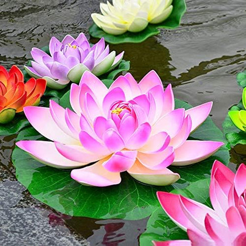 11Pcs Artificial Floating Plants Water Lily Lotus Flower and Leaves Pads for Home Garden Ponds Pool Aquarium Fish Tank Landscape Decoration...