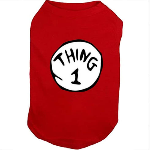 Dog Shirts for Pet Clothes Soft Breathable Puppy Shirts Pop Culture Thing 1 to Thing 9 Printed Pet T-Shirt (RED-1, Large)...