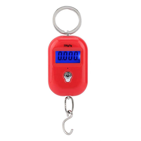 Mini Electronic Scale, Fish Weighing Scales Red Portable 25Kg/5G Hanging Scale Digital Pocket Key Chain Weight Hook Kitchen Food Weight Gauge Meas...