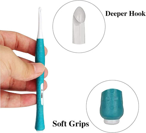 BAIWANLCH 8 Pcs Crochet Hooks Set Ergonomic Crochet Hook Set Single Pointed Knitting Crochet Hook Set Rubber Grip Single Pointed Hook Needles for ...
