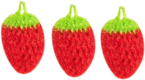UPKOCH 3Pcs Dish Scrubber Fun Strawberry Shape Dish Sponges Kitchen Dishcloth Super Soft Absorbent Dish Rags for Washing Dishes Cleaning (Red)...