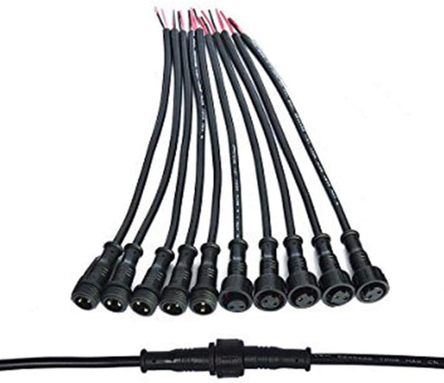 5Pairs 2pin Black Electrical Connector LED Connector for LED Lights 20cm Extension Cable 40cm/Pair 0.3mm² 15mm Nut...