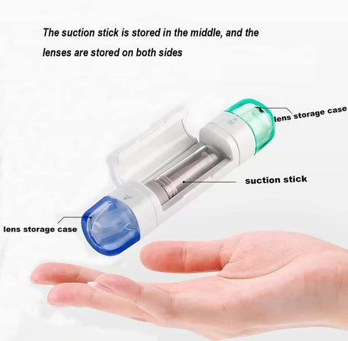 RGP Hard Contact Lens Case with Plunger, Design Lens Insert Tool and Remover, Portable Contact Lens care Storage Container Box...