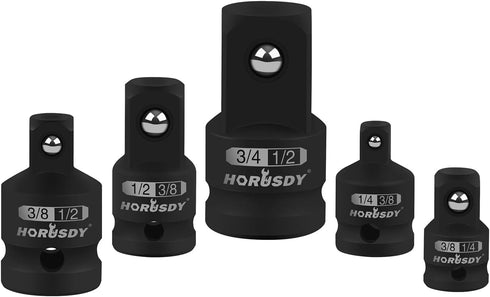 HORUSDY 5-Piece Impact Socket Adapter Set, 1/4, 3/8, 1/2" SAE Socket Adapter, Cr-V Steel Impact Adapter Set...