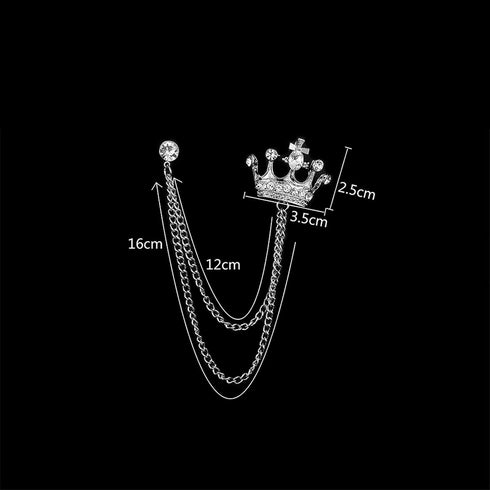 Crystal Crown Hanging Chain Brooch Suit Pin,Vintage Gold Crown Brooch,Suit Stud,Shirt Studs,Lapel Pin Accessories for Men Women...