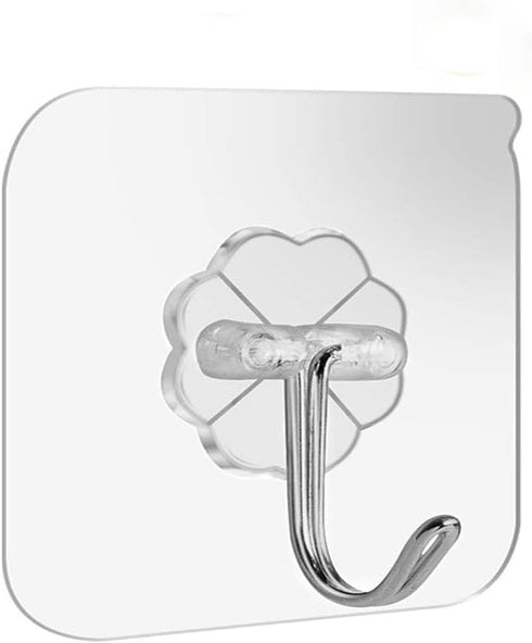 Wall Hooks for Hanging 15lb(Max) Heavy Duty Self Adhesive Hooks Transparent Waterproof Sticky Hooks for Keys Bathroom Shower Outdoor Kitchen Door ...