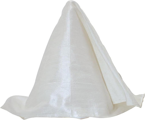 Deluxe White Glow Silk Dupioni Pocket Square 100% Silk - Full-Sized 17"x17"...
