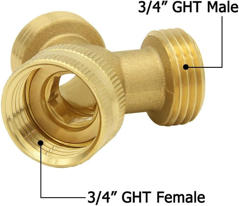 Hooshing Garden Hose Splitter 2 Way Heavy Duty Brass 3/4" GHT Hose Y Swivel Splitter Connector with Washers for Outdoor Faucet Hose...