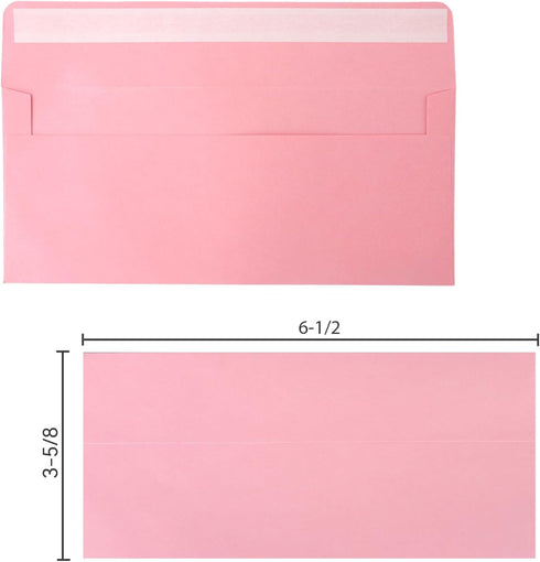 50 packs #6 3/4 Business envelopes, pink envelopes, self-sealing standard envelopes, suitable for personal and business, checks, mailing letters, ...