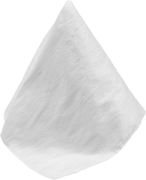 Deluxe White Glow Silk Dupioni Pocket Square 100% Silk - Full-Sized 17"x17"...
