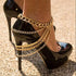 Campsis Punk Layered Anklets Gold Tassel Ankle Chain High heels Chain Bar NightClub Party Foot Chains Jewelry for Women(Pack of 1)...
