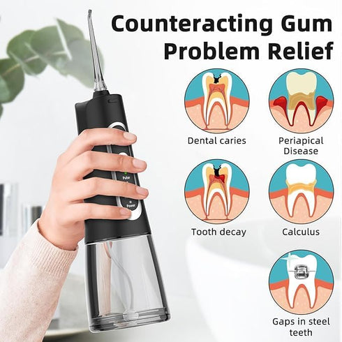 Water Flosser for Teeth Cleaner Rechargeable Oral Irrigator 4 Modes 300ML IPX7 Waterproof Powerful Battery Portable Water Dental Pick for Home Tra...