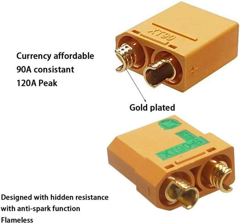 10Pcs Amass XT90 Connector Update XT90S Anti-Spark Male Female for RC FPV Lipo Battery ESC Charger Lead...