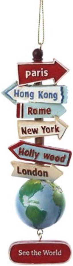 Kurt Adler C7210 Resin Stacked World Signs With Globe Ornament...