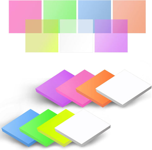 iKyce 400 Sheets Transparent Sticky Notes? 3 x 3 inch Clear Self-Sticky Annotation, Waterproof Translucent Color Memo Pad, See Through Office & Sc...