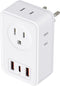 European Travel Plug Adapter, Type C International Power Adaptor Charger with 4 AC Outlets 3 USB Ports(1 USB C), US to Most Europe EU German Frenc...