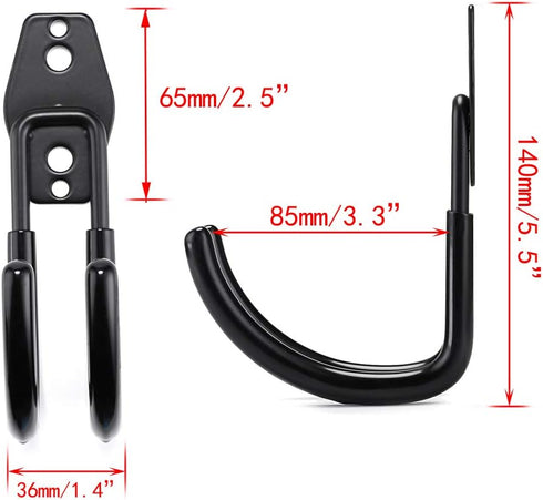 JUXYES Pack of 2 Wall Mounted Garden Hose Holder, Heavy Duty Water Hose Storage Organizer Pipe Reel Holder Hanger, Car Hose and Cord Hanger Bracke...