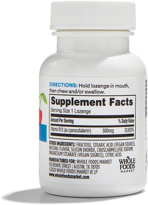365 by Whole Foods Market, Vitamin B12 500MCG, 100 Lozanges...