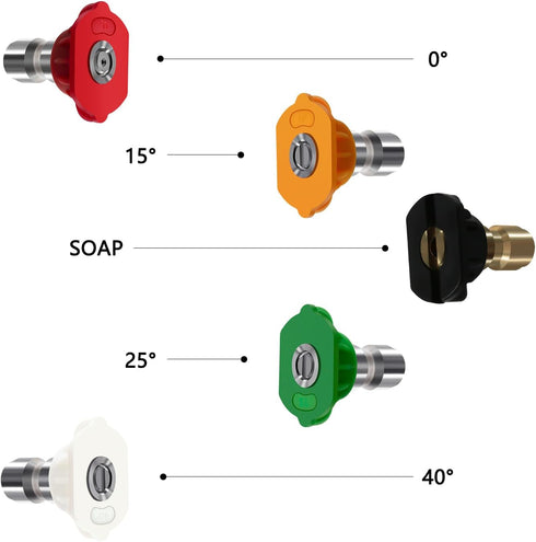 Pressure Washer Nozzle Tips, 5 Pack Tip Attachments Multiple Degrees Nozzles For 1/4 Inch Power Washer Wand, 4000 PSI 2.5 GPM, Quick Connect Fitti...