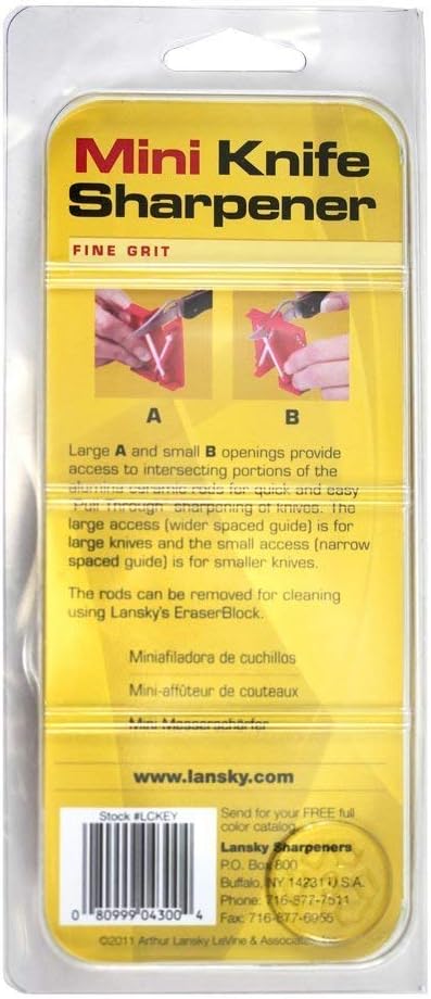 Lansky Mini Crock Sticks Knife Sharpener, Portable Keychain Blade Sharpener Tool, Ceramic Honing Rod for Knives - LCKEY...
