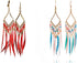 2/6 Pairs Bohemian Earrings Set Feather Tassel Gold Ethnic Retro Boho Dangle Earring Bead Jewelry Birthday Party Gifts for Women Teen Girls...