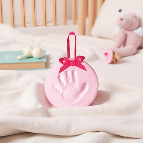 Pearhead Babyprints Baby's First Handprint or Footprint Ornament Kit, Easy No-Bake DIY Clay Impression, Christmas Baby Keepsake Gift, Pink...