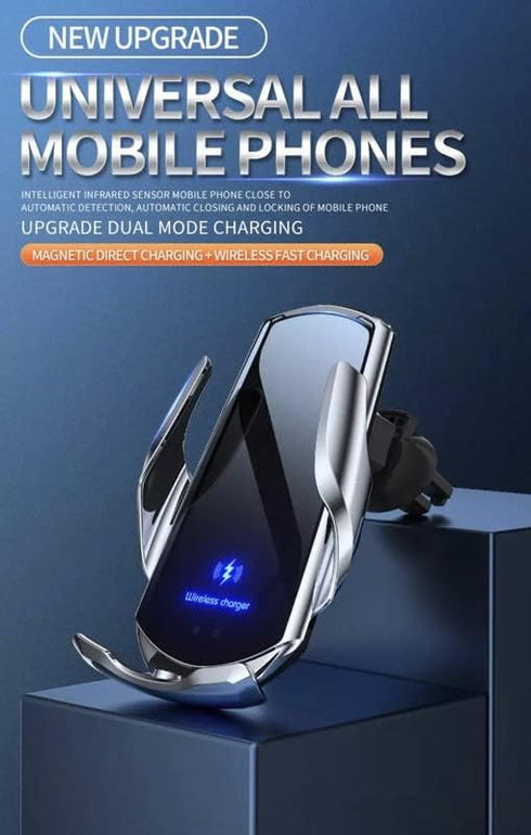 HITech Pro Upgraded Smart 15W Qi Fast Car Wireless Charger Holder AirVent Mount, with Magnetic Connectors, Compatible with All Wireless Charging M...