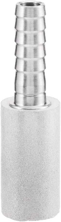 JoyTube Stainless Steel Aeration Stone, 0.5 Micron Diffusion Stone with 1/4" Hose Barb, Stainless Steel Aeration Oxygenation Stone Carbonating Sto...
