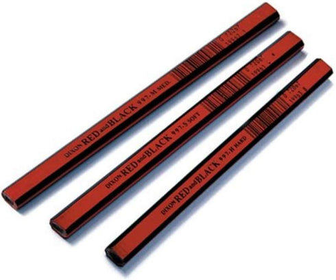 DIXON Industrial Carpenter Pencils, Soft Graphite Core, Red/Black, 7", 12-Pack (19971)...