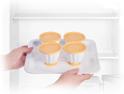 Tescoma 630590.00 Pudding Molds, Custard Mould, Set of 4 Cups with Lid...