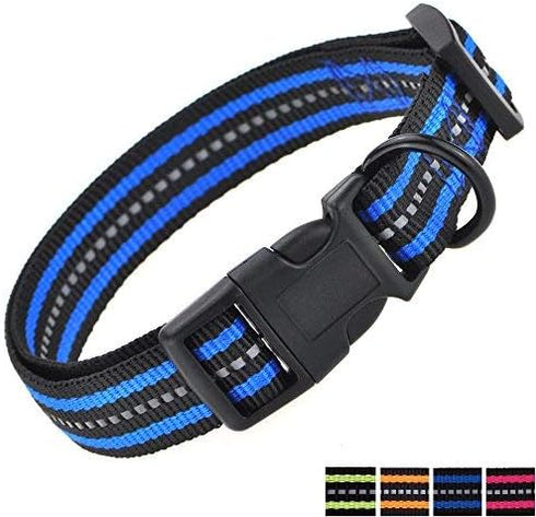 Mile High Life Reflective Dog Collar | Nylon Pet Collars wiith Buckle | Light Weight Puppy Collars | Blue Dog Collars for Small Dogs (Blue, S)...