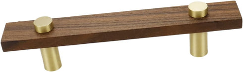 Brass Wood Cabinet Handle,Square Walnut Wood Handle,150mm/5.91" Length,96mm/3.78" Hole Distance,2pcs...