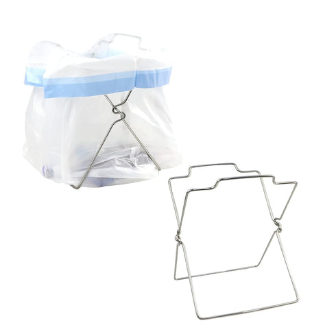 Countertop Folding Trash Bag Holder, Stainless Steel Garbage Bag Support Stand Portable Metal Trash Bag Bracket, Foldable Counter Top Plastic Bag ...