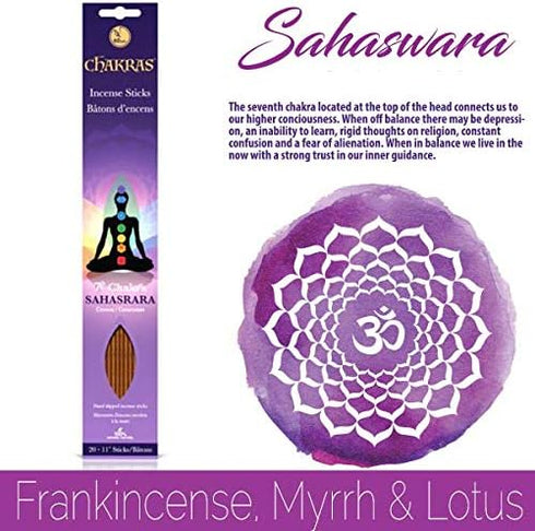 Chakras Natural Incense Sticks Essential Set. 140 Sticks, Each Lasting 1+ Hour Perfect for Meditation, Reiki, Yoga, Relaxation, & Healing! Natural...
