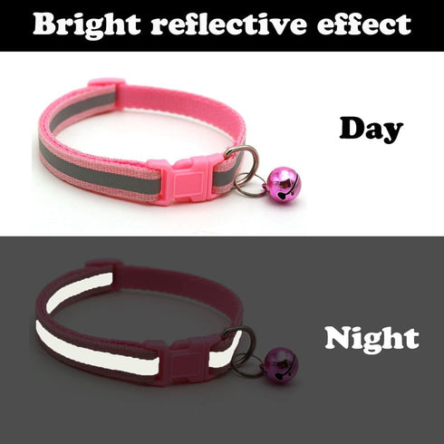 Pink Dog Collar with Bell, 2-Pack Basic & Reflective Cat Collars with Bells for XXS Xs Small Tiny Pet Dogs Female Kitten Girls Animal, Neck 7-12 i...