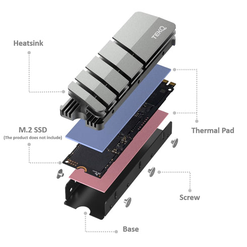M.2 2280 SSD heatsink, Double-Sided Heat Sink, with Thermal Silicone pad for PC M.2 PCIE NVMe SSD or M.2 SATA SSD (Black)...