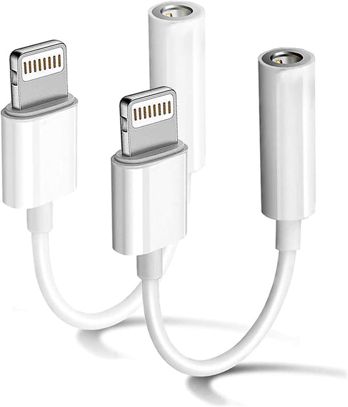 Apple MFi Certified 2 Pack Headphone Adapter for iPhone Connects Lightning to 3.5mm Dongle Auxiliary Audio Splitter Cable Adapter Compatible with ...