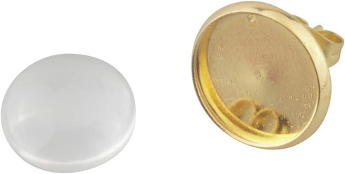 ALLinONE Blank Earring Settings Cabochon Tray with Glass Dome for DIY Jewelry Making (Gold 12mm)...