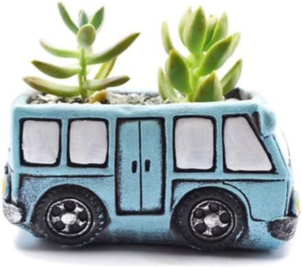 Green Bus Succulent Planter Pots, Small Plants Pot with Drainage Hole, Flower Pots Plant Containers for Home Indoor Outdoor Garden Decoration Pot...